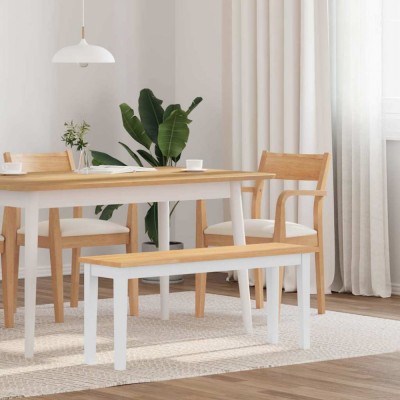 vidaXL Bancă 110 cm din lemn masiv alb cauciuc 4102607 foto
