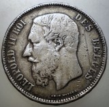 F.598 BELGIA LEOPOLD II 5 FRANCS FRANCI 1868 ARGINT