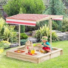 Outsunny Loc de joaca cu nisip de curte cu acoperis reglabil pentru copii 3-8 ani, 118x118x118cm ? lemn foto