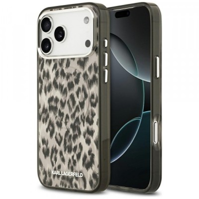 Husa MagSafe pentru Apple iPhone 17 Pro Max, Karl Lagerfeld, IML Leopard Pattern, Maro foto