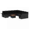 Set canapele de gradina, 12 piese, cu perne, negru, poliratan