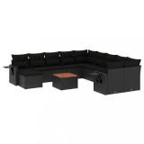 Cumpara ieftin Set canapele de gradina, 12 piese, cu perne, negru, poliratan