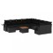 Set canapele de gradina, 12 piese, cu perne, negru, poliratan