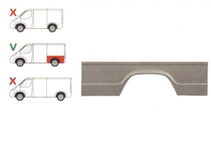 Segment reparatie aripa spate Mercedes 207-410 1977-1995, 1977-1995 Model Long / Lung, parte montare Segment reparatie aripa spate stanga, 50618312,
