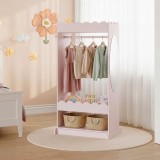 Garderoba pentru copii cu oglinda roz Vestnes 120x63x38 cm