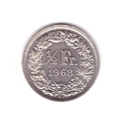 Moneda Elvetia 1/2 franc 1968, stare foarte buna, curata foto