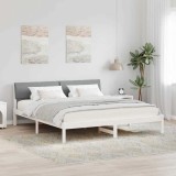 Cumpara ieftin Cadru de pat Alb si gri deschis 200 x 200 cm Lemn masiv de pin