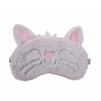 Masca pentru dormit sau calatorie, cu gel detasabil, Pufo Kitty, 20 cm, gri foto