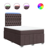 Cumpara ieftin Pat box spring cu saltea, maro inchis, 120x190 cm, textil
