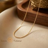 Colier Linia Fina 45 cm , Lant unisex placat cu aur 14K tip box