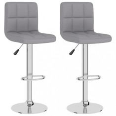 vidaXL Scaune de bar, 2 buc., gri deschis, material textil