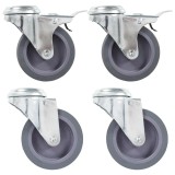 Gossi roti pivotante cu gaura pentru surub, 4 buc., 75 mm