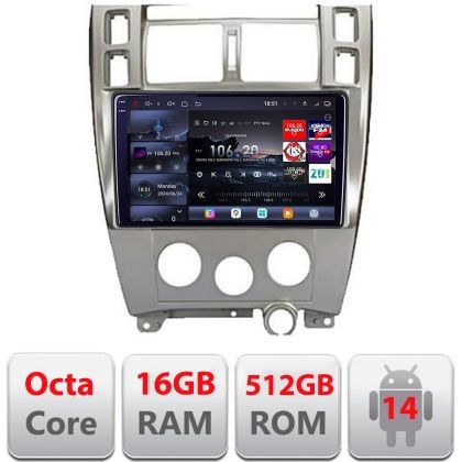 Navigatie Hyundai Tucson 2004-2009 Edotec Kit-1001 8 core QLED 2K 16+512 360 Android Waze USB Navigatie Internet Youtube Radio CarStore Technology
