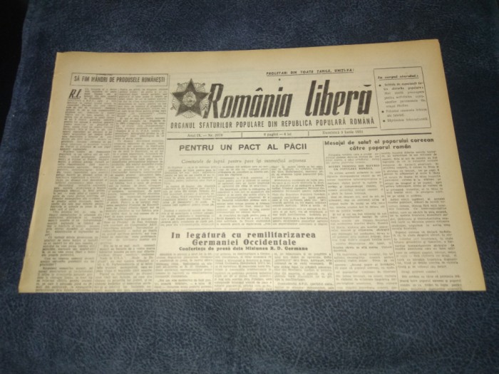 ZIARUL ROMANIA LIBERA 3 IUNIE 1951