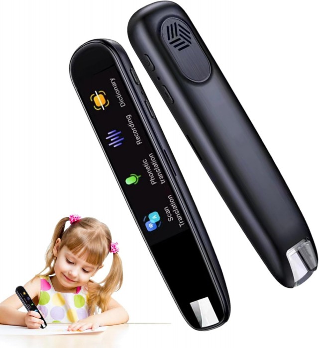 Traducător vocal din 112 limbi inclusiv Limba Română, Scaner portabil tip pix, SmartPen, ecran 2.22&quot;, Bluetooth, WiFi, OCR, 4GB Memorie Interna, co