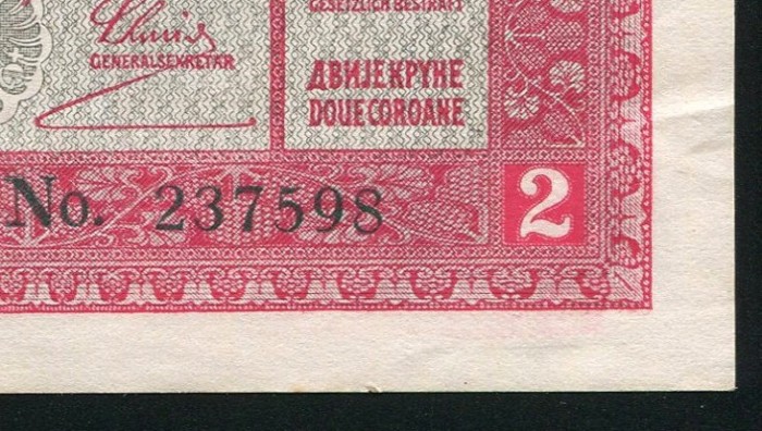 q369 AUSTRIA UNGARIA 2 KRONEN COROANE 1917 aUNC text in romana