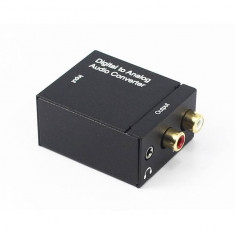 Convertor TOSLINK OPTIC +RCA DIGITAL la RCA ANALOG AUDIO 2x RCA +Jack 3.5 mm