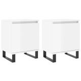 Noptiere, 2 buc., alb extralucios, 40x30x50 cm, lemn compozit, DKD Home Decor