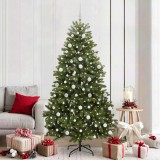 vidaXL Brad de Crăciun artificial Verde 210 cm PVC și Metal 3395697