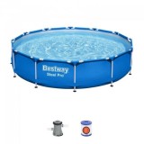 Piscina structura metalica, rotunda, cu filtru, albastru, 366x76 cm, Bestway Steel Pro GartenVIP DiyLine