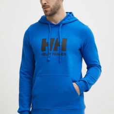 Helly Hansen hanorac de bumbac HH LOGO HOODIE bărbați, cu glugă, cu imprimeu 33977