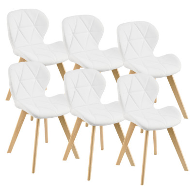 Set 6 scaune de bucatarie Almhult 81 x 57 x 49 cm imitatie piele lemn de fag alb [en.casa] HausGarden Leisure foto