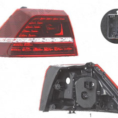 Stop spate lampa Volkswagen Golf 7 (5k), 10.2012-, spate, Stanga, R, partea exterioara; LED; fumuriu, AL (Automotive Lighting)