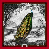 Batic Peacock Feathers din mătase naturală - roșu