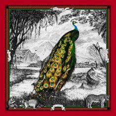 Batic Peacock Feathers din mătase naturală - roșu
