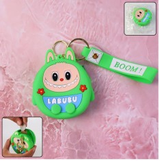 Geanta Mini cu Breloc din Silicon EMC ONSHOP&reg;, model animat de tipul "La Bubu", 8 cm, Verde