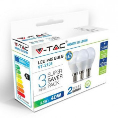 Bec LED E14 6W alb rece V-TAC P45 6400K 3buc/set foto