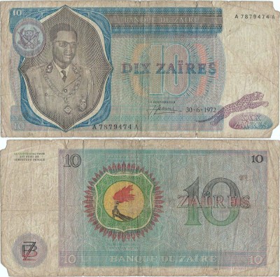 1972 ( 30 VI ) , 10 za&amp;iuml;res ( P-23a.1 ) - Zair foto