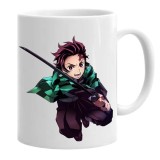 Cana alba personalizata anime demon slayer tanjiro, INOVATIX&reg;. 330 ml