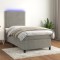 vidaXL Pat continental cu saltea &amp; LED, gri deschis, 80x200 cm catifea 3136029