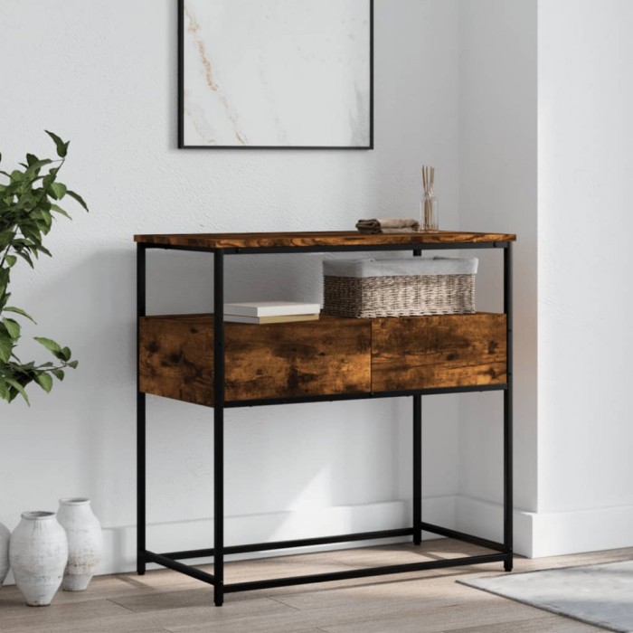 Gossi masuta consola, stejar fumuriu, 75x40x75 cm, lemn prelucrat