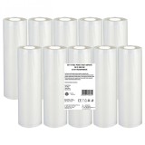 Set 10 role pungi vidat gofrate, dimensiuni 280x6000 mm, transparente, grosime 85 microni, preparare sau depozitare Sous Vide