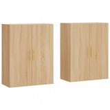 Cumpara ieftin Dulapuri montate pe perete, 2 buc, stejar sonoma, 69,5x34x90 cm