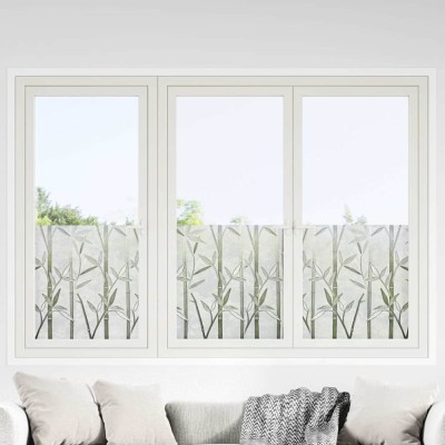 vidaXl Folie fereastră, 2 buc., mată, model bambus, PVC 3208959 foto