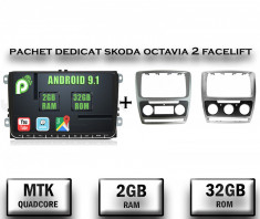 [Pachet] Navigatie Skoda Octavia 2 Facelift, Android 9.1, QUADCORE MTK 2GB RAM + 32GB ROM, 9 inch - AD-BGPVW9SKMTK2GB foto