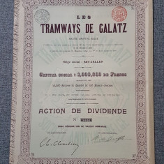 Actiune 1899 soc. tramvaielor Galati , titlu , actiuni