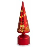 Brad Craciun rotativ sticla rosie aurie cu led &Oslash; 9 cm x 31 H