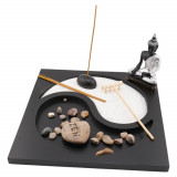 Decoratiune gradina zen in miniatura suport yin yang buddha si accesorii model 1