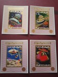 AJMAN, SPACE - 4 COLIȚE MNH IMPERF., Nestampilat