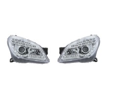 Far Opel Astra H, 10.2003-04.2007, model tuning, montare fata, stanga+dreapta, cu indicator led; cu lumina de parcare LED; H1+H1+LED; manual; transpa