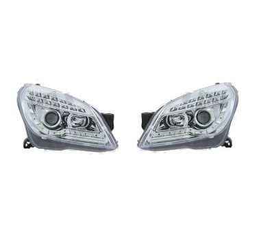 Far Opel Astra H, 10.2003-04.2007, model tuning, montare fata, stanga+dreapta, cu indicator led; cu lumina de parcare LED; H1+H1+LED; manual; transpa foto