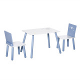 HOMCOM Mobilier Copii 2-6 Ani, Masă și Scaune &icirc;n Nuanțe de Albastru Deschis și Alb | Aosom Romania