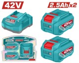 TOTAL - KIT 2 BATERII SI INCARCATOR - 42V - 2.5Ah