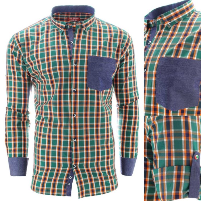 Camasa pentru barbati, muscle fit, in carouri, casual, cu guler - Spring Camasa pentru barbati, muscle fit, in carouri, casual, cu guler - Spring