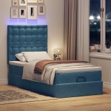 VidaXL Cadru de pat otoman cu saltele Albastru &icirc;nchis 80x200cm catifea 3314430