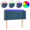 Tablie de pat cu LED, albastru inchis, 103x16x78/88 cm, catifea